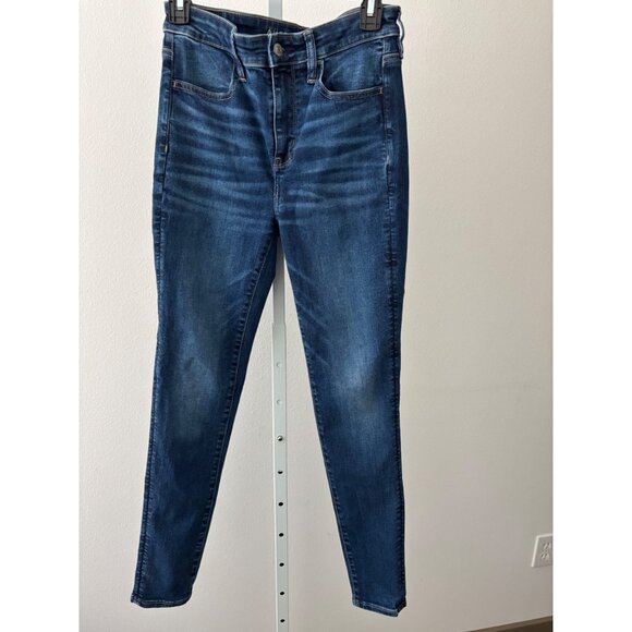 American Eagle Jean 8 High-Waisted Jegging Dark Wash Clean Girl Street Style - Picture 2 of 16